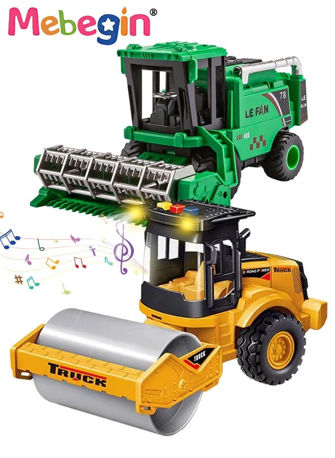MEBEGIN Harvester and Road Roller Toy Set, Friction Powered Car Toys, Push and Go Cars Toy, Farm Trucks Playset, Agricultural Vehicles Toys, Creative Farm Toys, Ideal Gift for Kids  - Image 1