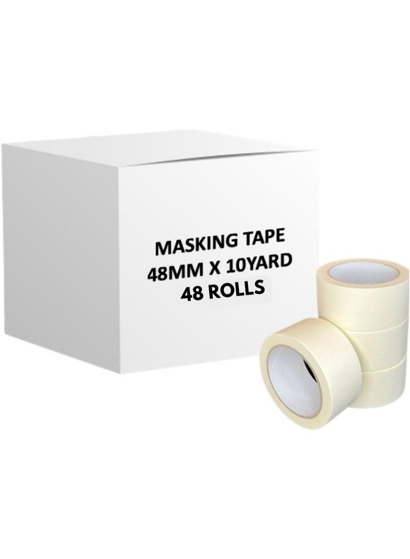 Aoura Grp Masking Tape - 48 Rolls | 48mm x 10 Yards Durable Multi-Purpose Tape for Painting, Crafting, Labeling, and Home Improvement - Image 1