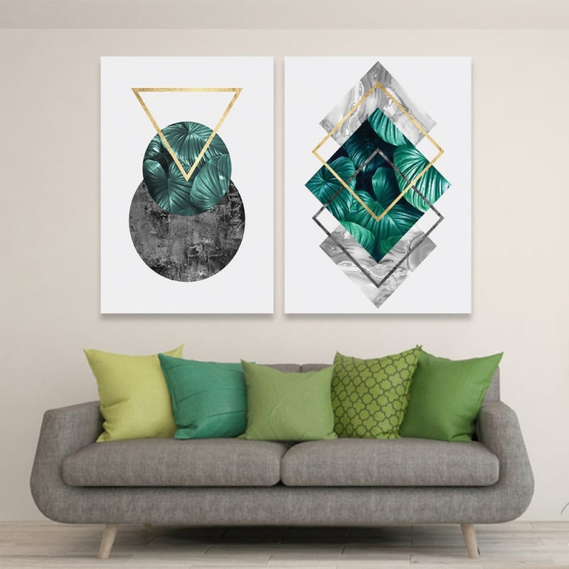 ماركتنا لوحة قماشية ثنائية بتصميم مودرن بمقاس اجمالي 80×60 سم - Image 1