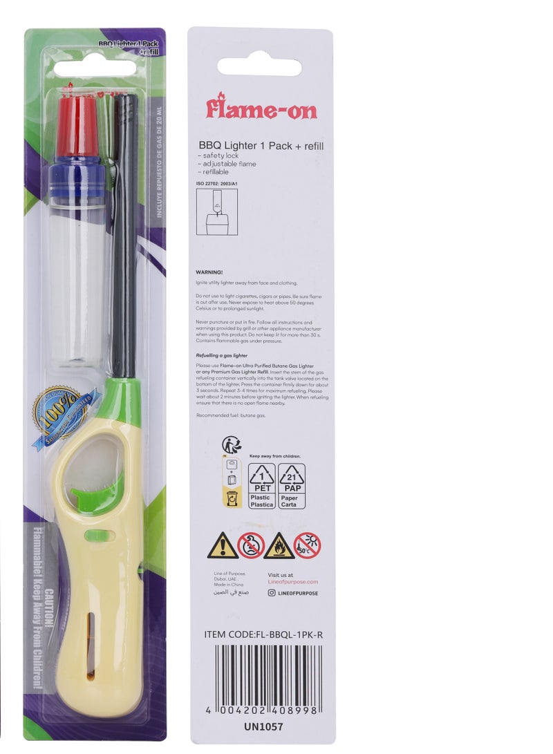 فلايم-أون ولاعة شواء فليم-أون مع عبوة إعادة تعبئة، ألوان متنوعة، عبوة مفردة - Image 1