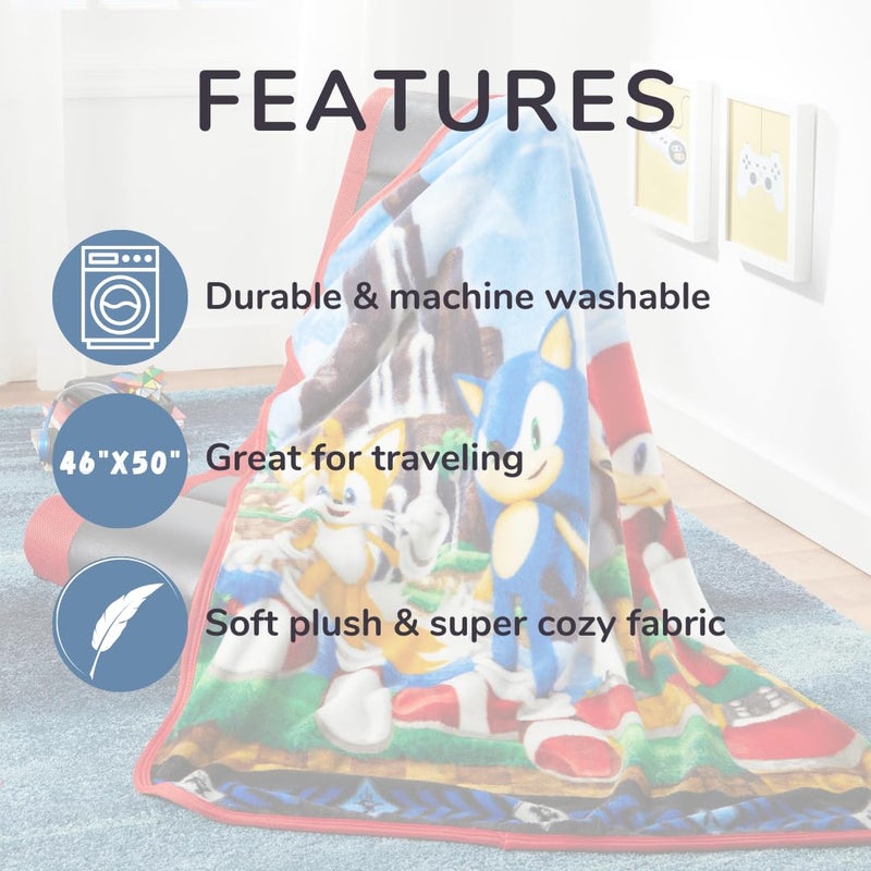 Franco Sonic The Hedgehog Anime Kids Bedding Super Soft Silk Touch Throw, 40 in x 50 in, (Official Licensed Product) - Image 5