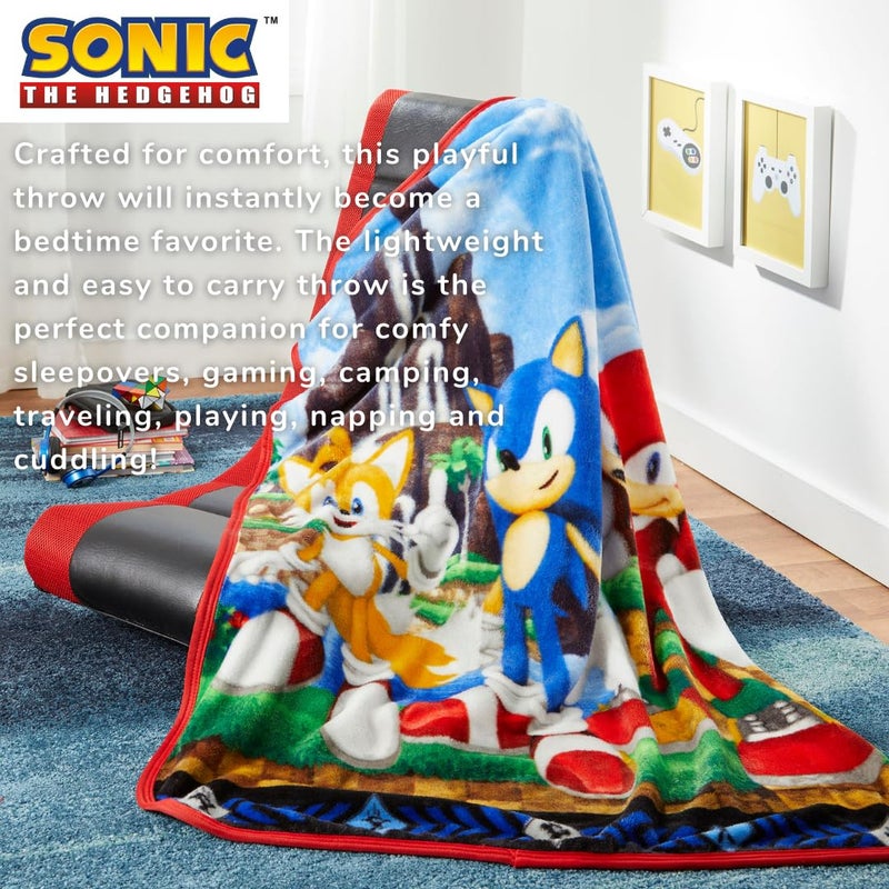 Franco Sonic The Hedgehog Anime Kids Bedding Super Soft Silk Touch Throw, 40 in x 50 in, (Official Licensed Product) - Image 2