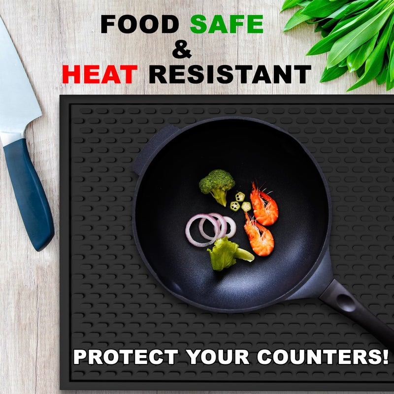 AXIESO Silicone Drip Mat - 1/2 Inch Thick, Heat-Resistant and Food Safe - Counter Top, Coffee Bar or Restaurant - Drying Mat for Glasses - 18x12 Inches - Image 5