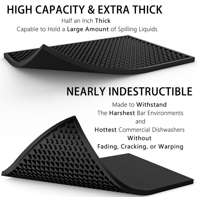 AXIESO Silicone Drip Mat - 1/2 Inch Thick, Heat-Resistant and Food Safe - Counter Top, Coffee Bar or Restaurant - Drying Mat for Glasses - 18x12 Inches - Image 3