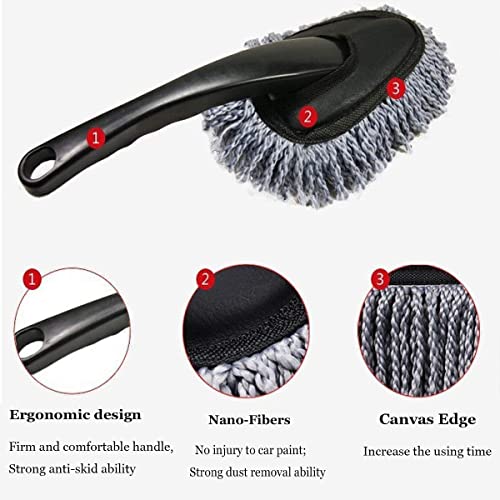 Aksmit Multipurpose Mini Microfiber Duster Interior and Exterior Cleaning Duster Brush with Handle Mop Brush Ideal for Car Cleaning and Household (Grey) Pack of - 1 - Image 3
