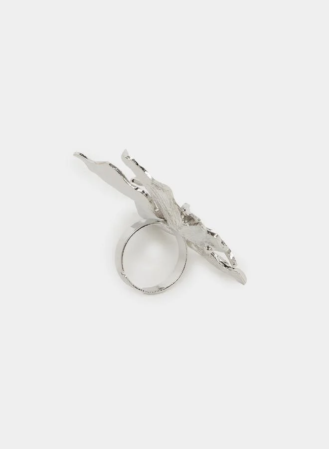 Styli  Styli Textured Flower Accent Ring for Women | Best Price UAE