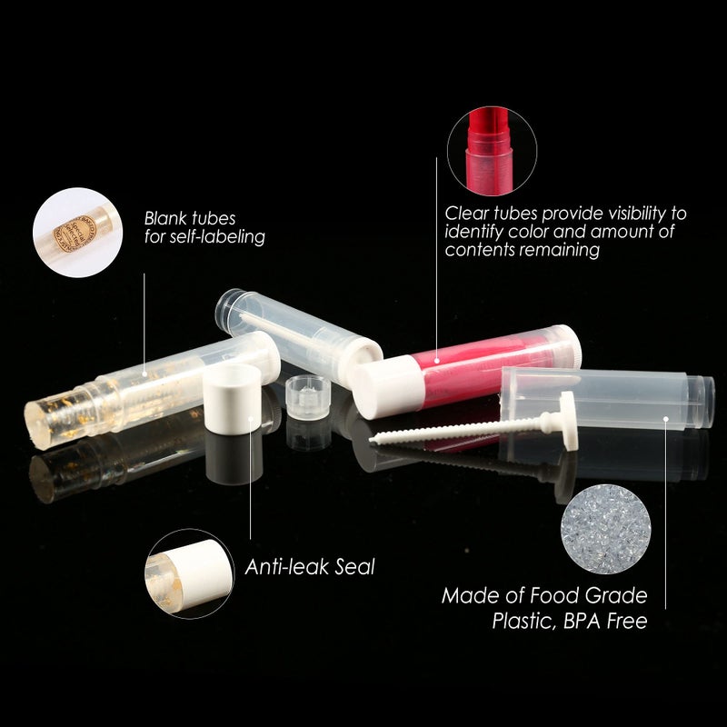 LotFancy Lip Balm tubes Empty, 60PCS 5.5ml (3/16 Oz), Clear Lip Balm Container Tubes with White Caps, BPA Free & Leak Free, Refillable - Image 5