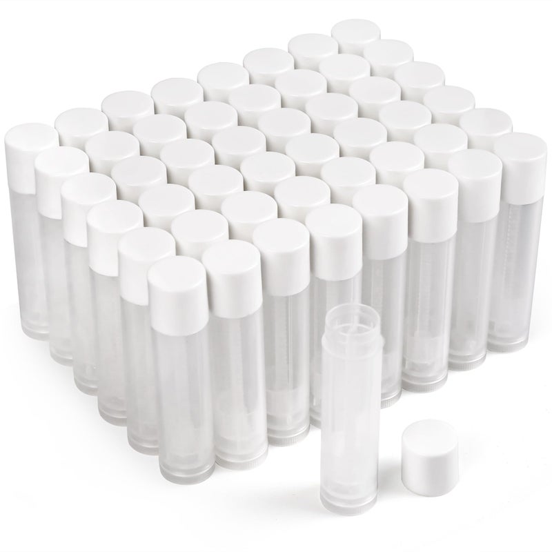 LotFancy Lip Balm tubes Empty, 60PCS 5.5ml (3/16 Oz), Clear Lip Balm Container Tubes with White Caps, BPA Free & Leak Free, Refillable - Image 1