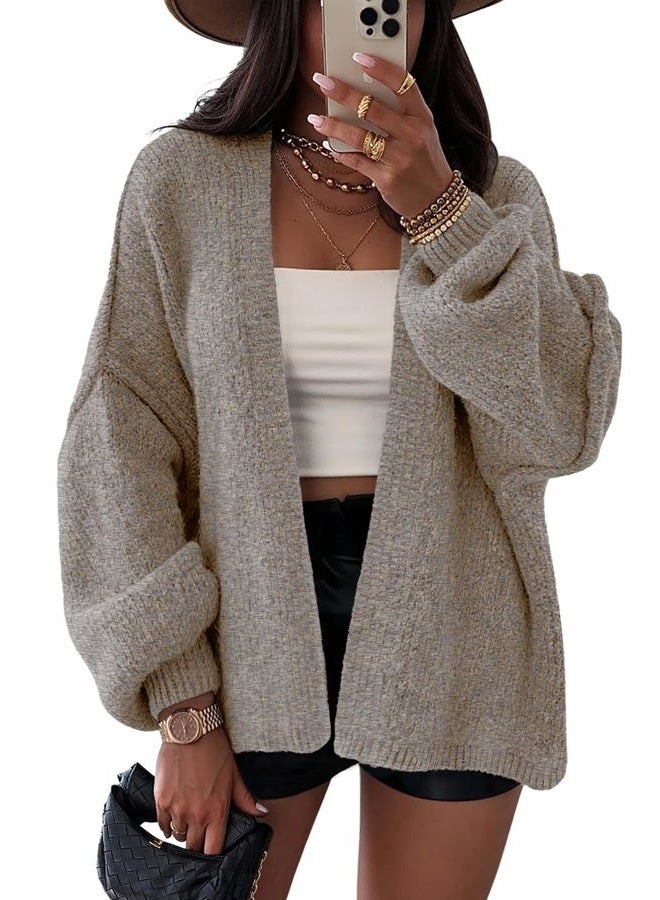 LILLUSORY Chunky Cardigan Sweaters for Women Oversized Long Trendy Early Fall Outfits Fashion Cozy 2025 Winter Clothing, Taupe, M - Image 1