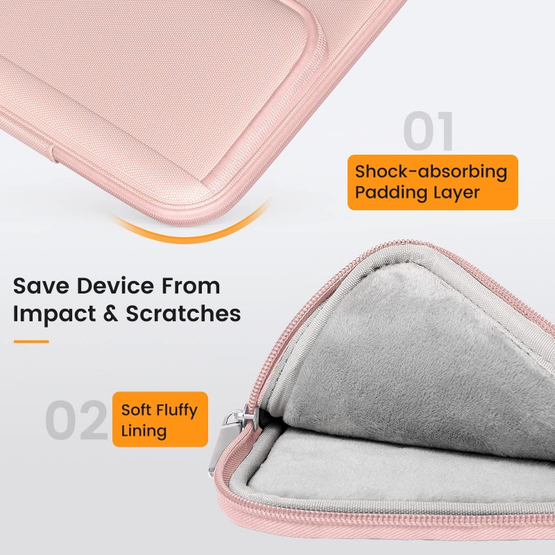 MoKo 9-11 Inch Tablet Sleeve Bag, Fits iPadAir 5/4th 10.9, iPadPro 11 Inch, iPad 9/8th 10.2, iPad 10th 10.9, Tab S8/S9 11",Waterproof Polyester Bag with Double Pockets,Retractable Handle, Pink - Image 5