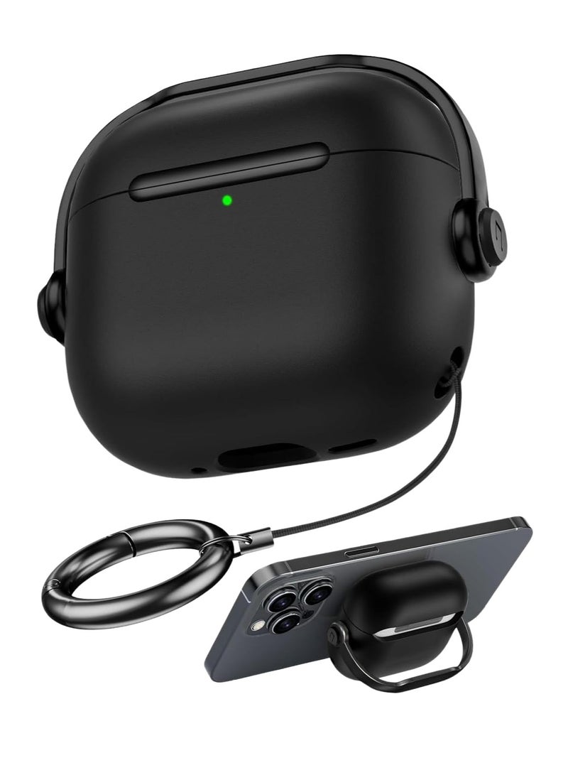 Protective Case for Airpods Pro 2nd (2022/2023) Cover Shockproof, Wireless Charging Case with Safety Lock and Keychain, Anti-Fall Protective Cover (Black) - Image 1