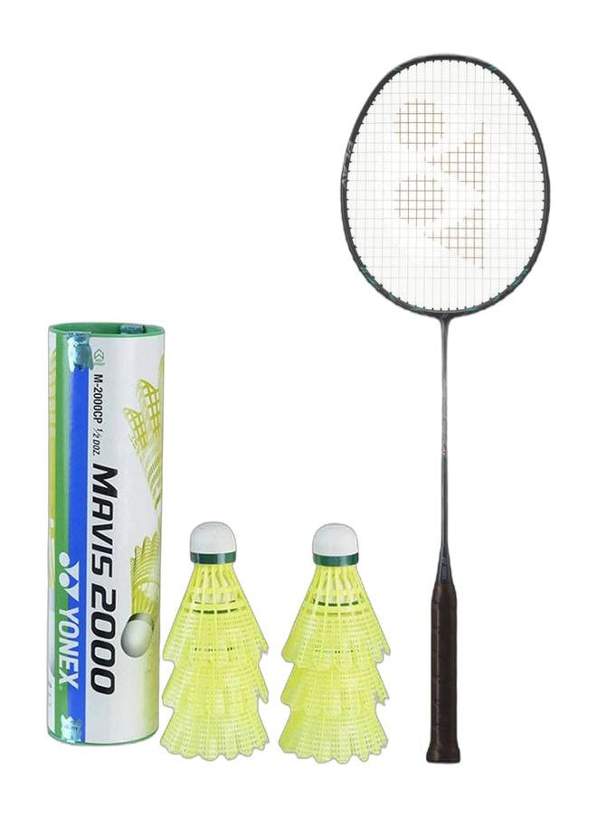 Yonex Nanoflare 800 Play Deep Green- 4U5 + Mavis 2000 Green Cap Slow Badminton Shuttlecock 6 Pack, Yellow Pack  - Image 1
