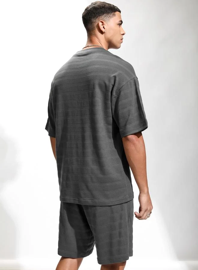HIGHLANDER HIGHLANDER Self Design Round Neck T-Shirt and Shorts