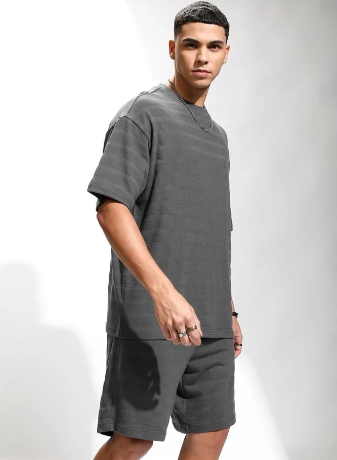 HIGHLANDER HIGHLANDER Self Design Round Neck T-Shirt and Shorts