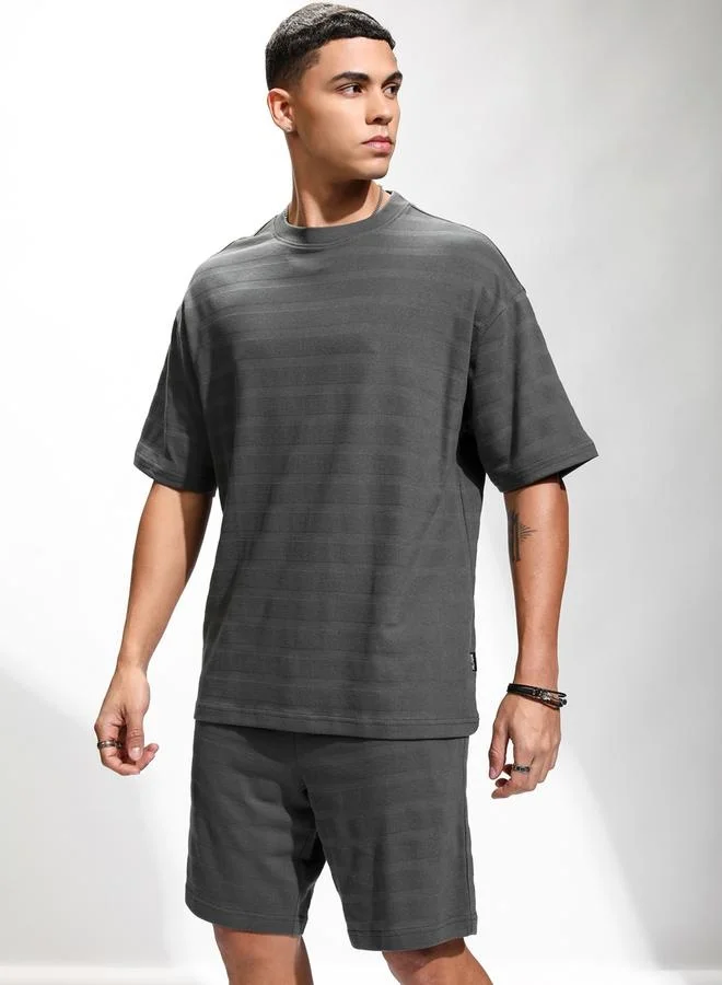 HIGHLANDER HIGHLANDER Self Design Round Neck T-Shirt and Shorts
