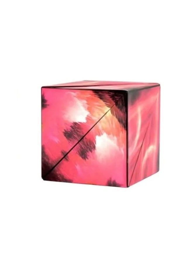 شيبشيب مكعب التحويل المغناطيسي - لغز مزدوج الإبداع يتغير شكله مع 36 مغناطيسًا نادرًا - يتحول إلى أكثر من شكل. (أحمر) - Image 1