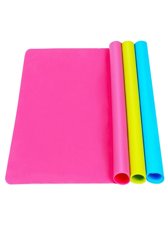 TDHDIKE 3 Pack Silicone Mat Large Silicone Sheets For Crafts Liquid Resin Jewelry Casting Molds Mat Silicone Placemat 15.7” X 11.8” (Blue & Rose Red & Green)  - Image 1