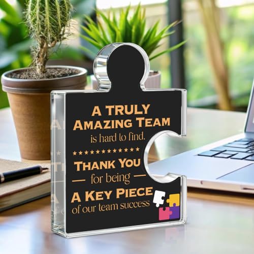 Yigaue Teams Thank You Appreciation Gifts for Coworkers Colleagues Employees, Teamwork Gift Best Team Ever Gifts a Truly Amazing Team Is Hard to Find Acrylic Puzzle Piece Plaque Office Decor, Black - Image 3