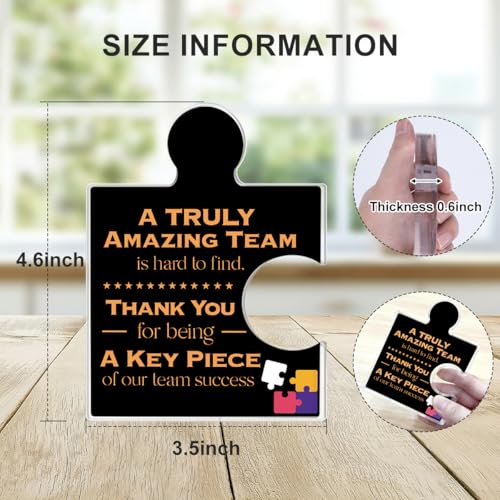 Yigaue Teams Thank You Appreciation Gifts for Coworkers Colleagues Employees, Teamwork Gift Best Team Ever Gifts a Truly Amazing Team Is Hard to Find Acrylic Puzzle Piece Plaque Office Decor, Black - Image 2