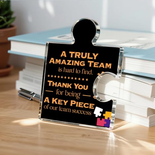 Yigaue Teams Thank You Appreciation Gifts for Coworkers Colleagues Employees, Teamwork Gift Best Team Ever Gifts a Truly Amazing Team Is Hard to Find Acrylic Puzzle Piece Plaque Office Decor, Black - Image 5
