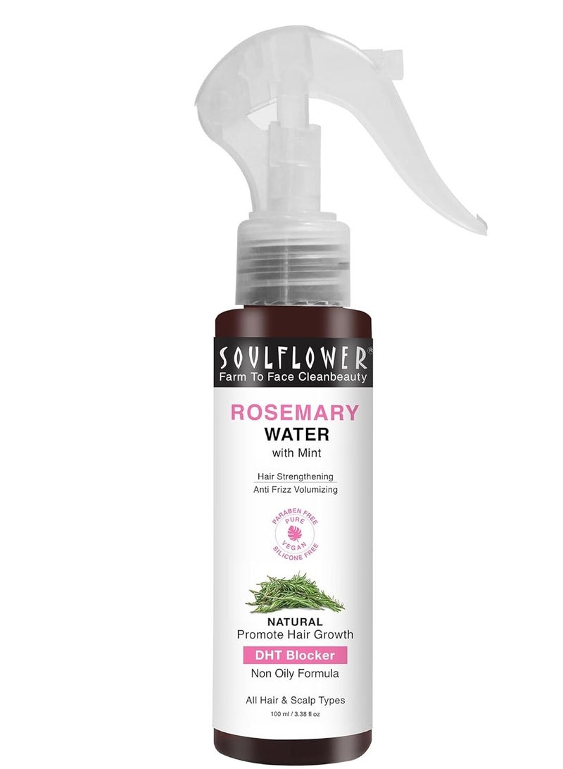 Soulflower Soulflower Rosemary Water spray with mint For Hair growth, Hair fall control, Scalp health, Hair damage protection, Anti frizz 100ml - Image 1