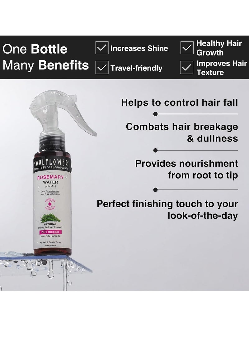 Soulflower Soulflower Rosemary Water spray with mint For Hair growth, Hair fall control, Scalp health, Hair damage protection, Anti frizz 100ml - Image 3