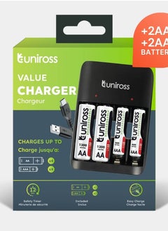 Uniross Uniross Value Battery Charger AA / AAA (2xAA+2xAAA Incl.) 
