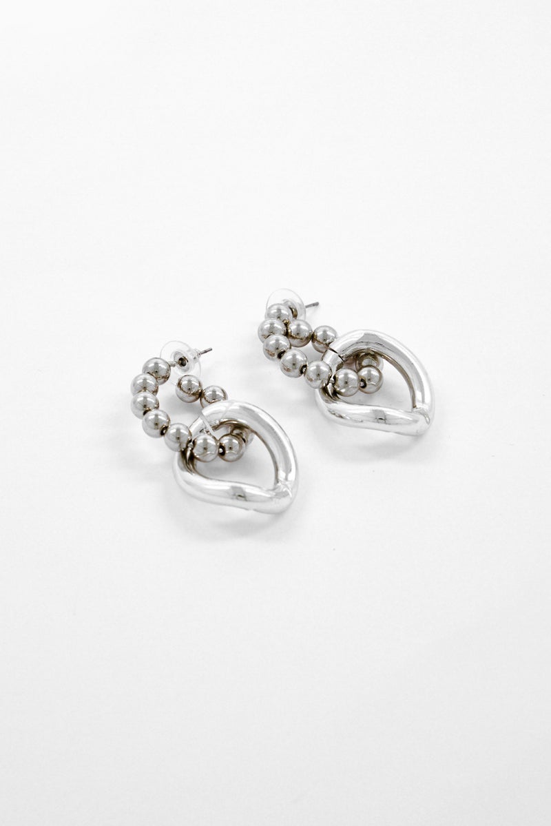 Kensie Women Beaded Hoop And Chain Link Earrings, Silver - Image 2