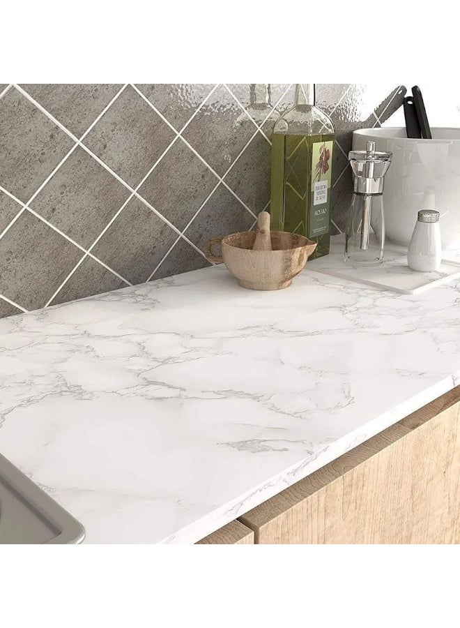 Modern Marble Self-Adhesive Wallpaper 60 cm × 5 m – Waterproof – Easy to Cut & Apply – Ideal for Kitchen & Furniture Renovation - Image 1