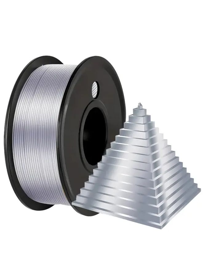 Silk Silver PLA Filament 1.75mm 250g Spool High Gloss Consistent Quality For FDM 3D Printers - Image 1