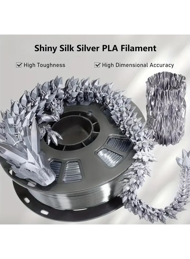Silk Silver PLA Filament 1.75mm 250g Spool High Gloss Consistent Quality For FDM 3D Printers - Image 4