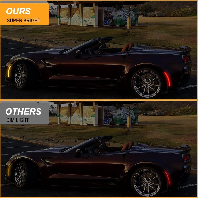 R&F Auto 4PCS Smoked Lens LED Side Marker Lights for Corvette C7 (2014-2019) - Image 3