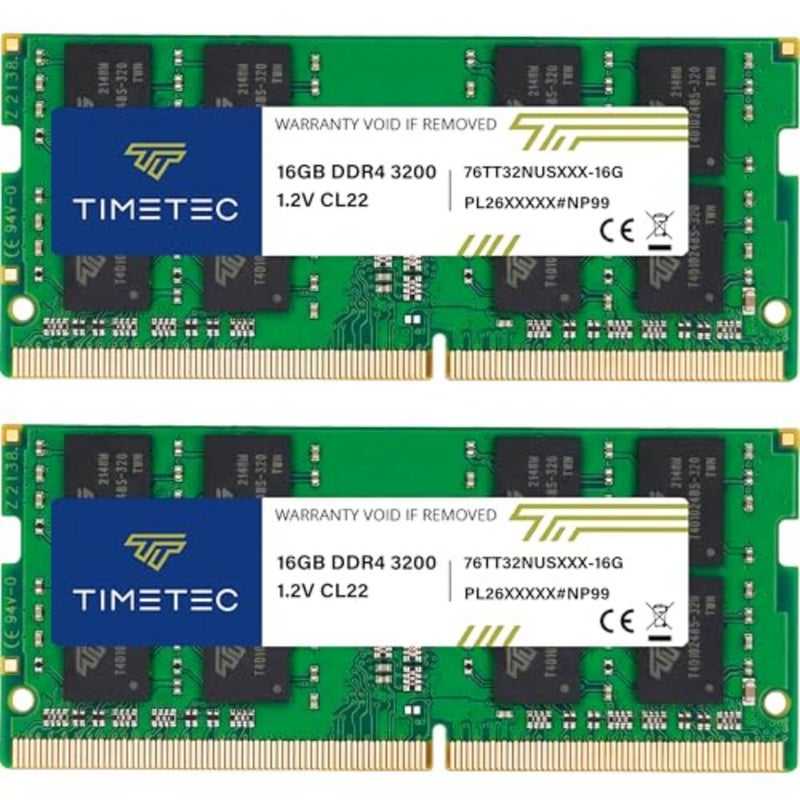 ذاكرة وصول عشوائي للكمبيوتر المحمول، كمبيوتر صغير، الكل في واحد: DDR4 3200 ميجا هرتز، طقم 32 جيجا بايت 2x16 جيجا، SODIMM 260-pin، 1.2V، CL22، غير مخزن مؤقتًا ECC، أسود - Image 1