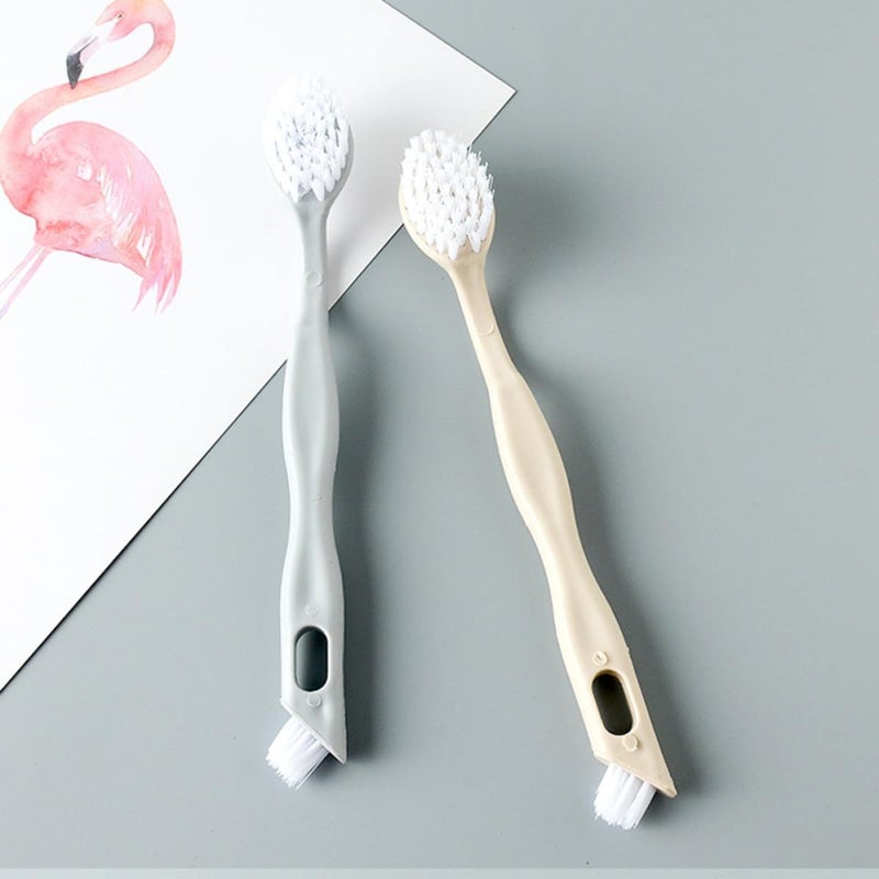 Uonlytech Soft Bristle Long Handle Shoe Cleaning Brush 2pcs Gray Beige - Image 3