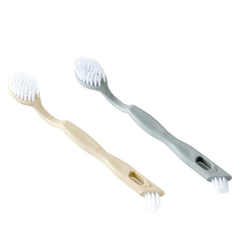 Uonlytech Soft Bristle Long Handle Shoe Cleaning Brush 2pcs Gray Beige - Image 2