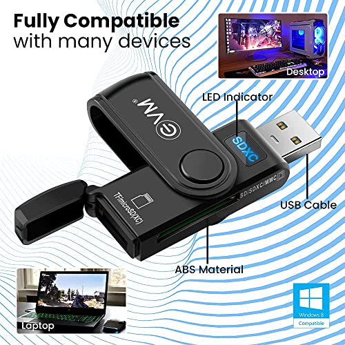 EVM 2-in-1 USB 3.0 Memory Card Reader | SD Micro SD Dual Slot | Supports SDXC SDHC MMC UHS-I up to 2TB | Compact Adapter for Laptop PC | 3 Year Warranty (EVM-CR-003) - Image 4