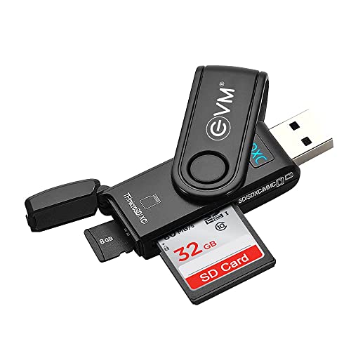 EVM 2-in-1 USB 3.0 Memory Card Reader | SD Micro SD Dual Slot | Supports SDXC SDHC MMC UHS-I up to 2TB | Compact Adapter for Laptop PC | 3 Year Warranty (EVM-CR-003) - Image 1