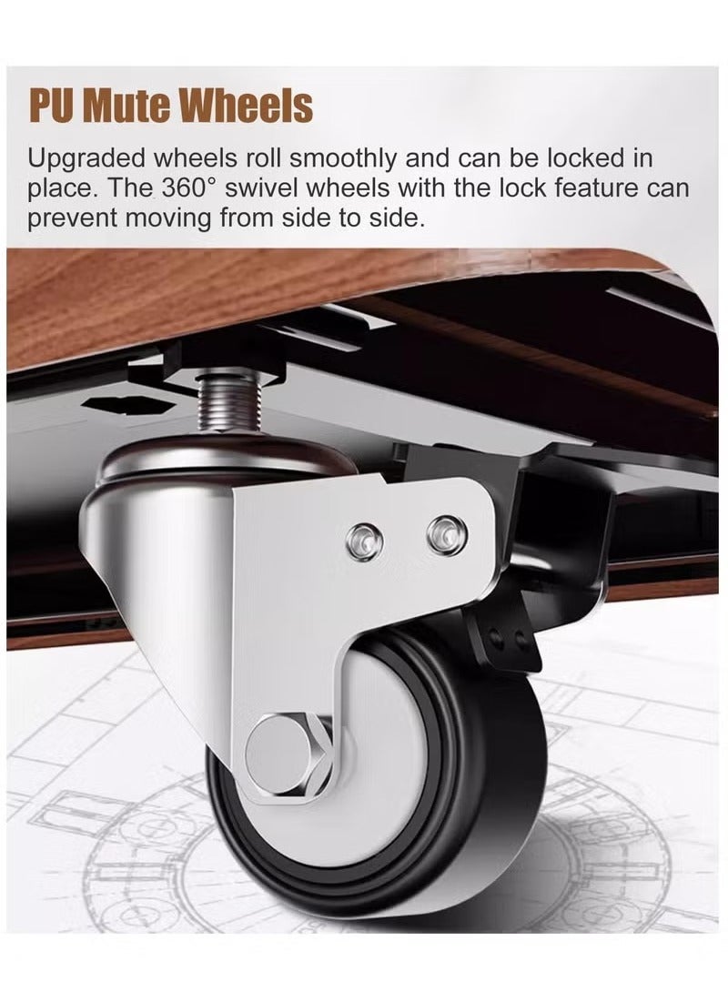 شو وو حامل تلفزيون متنقل بعجلات، حامل تلفزيون أرضي من الفولاذ لتلفزيون مقاس 32-70 بوصة، أقصى دعم VESA: 600*400 مم، يتحمل وزن 50 كجم - Image 5