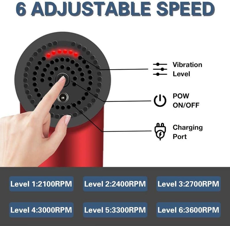 Phyzioline Massage Gun,Body Massager,Deep Tissue Percussion Electric Muscle Massager, Portable Handheld Ultra-Quiet Brushless Motor, Relieves Muscle Tension, Including 4 Massage Heads (Red) - Image 2
