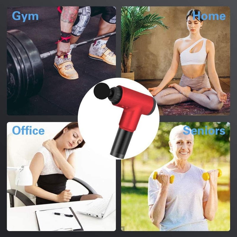 Phyzioline Massage Gun,Body Massager,Deep Tissue Percussion Electric Muscle Massager, Portable Handheld Ultra-Quiet Brushless Motor, Relieves Muscle Tension, Including 4 Massage Heads (Red) - Image 4