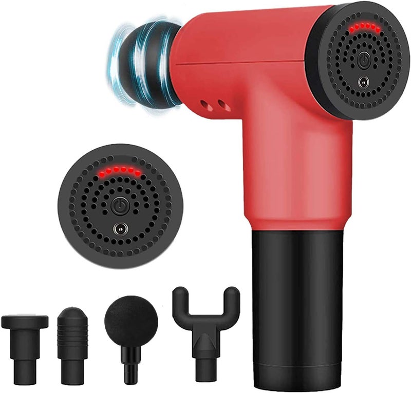Phyzioline Massage Gun,Body Massager,Deep Tissue Percussion Electric Muscle Massager, Portable Handheld Ultra-Quiet Brushless Motor, Relieves Muscle Tension, Including 4 Massage Heads (Red) - Image 1