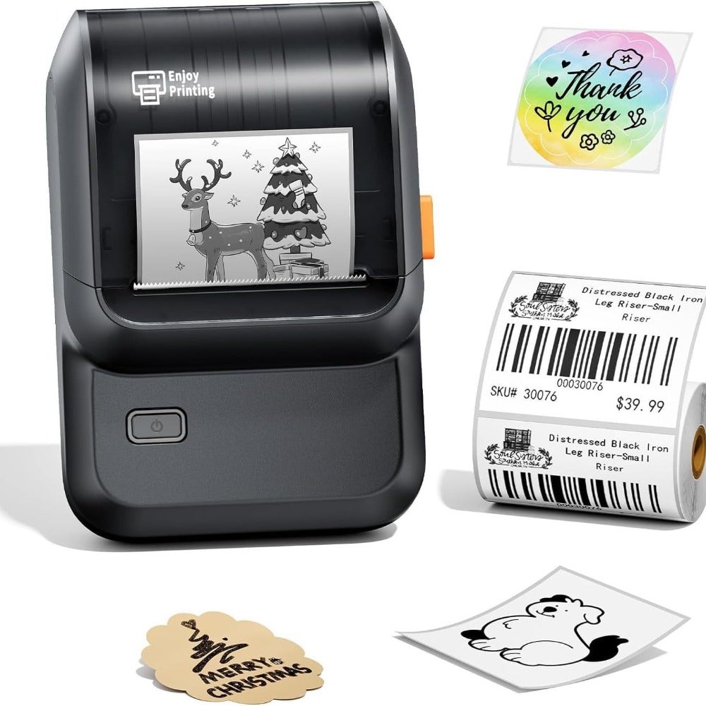 Portable Thermal Label Maker Bluetooth Label Printer For Address, Logo, Barcode Mini Handheld Inkless Printer For Phone PC Cost-Effective Printing Solution Black