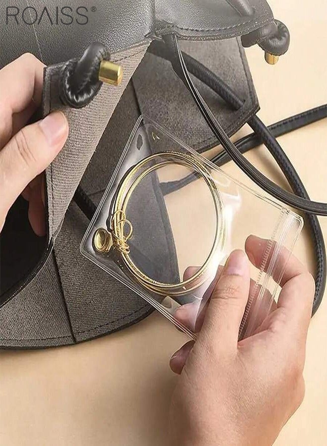 roaiss 16 Pcs Jewelry Storage Bags Set, 1 Pc Snap Jewelry Bag, 10 Pcs Transparent PVC Jewelry Bags, 5 Pcs Zipper Jewelry Organizer Bag , Storage for Earrings, Rings, Necklaces, Multi-functional Portable Small Jewelry Bag - Image 4