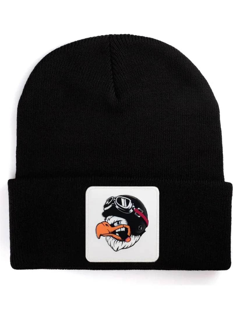 Black Börk BlackBörk V1 Acrylic Eagle - Unisex Black Beanie with 2 Code Logo