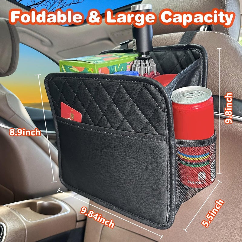 Noaman Premium PU Leather Car Seat Storage Organizer with 3 Pockets - Multifunctional Backseat Car Organizer and Trash Bag - Image 2
