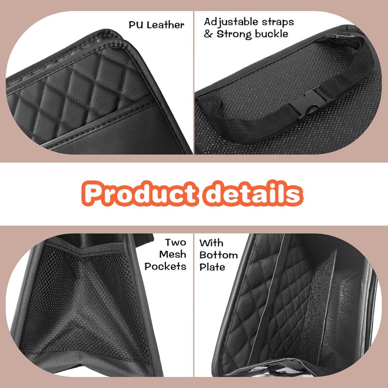 Noaman Premium PU Leather Car Seat Storage Organizer with 3 Pockets - Multifunctional Backseat Car Organizer and Trash Bag - Image 3