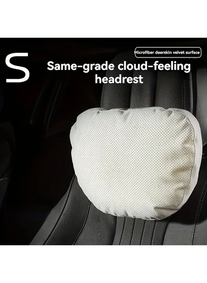 Universal Faux Leather Car Headrest And Lumbar Support Set Mocha Ergonomic Neck Support - Image 3