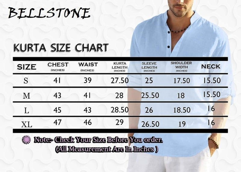 Bellstone Men's Cotton Blend Straight Kurta Shirt Combo with Mandarin Collar - Slim Fit Casual Short Kurti Set Featuring Textured Slub Fabric and Roll-Up Full Sleeves - Image 4