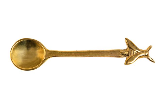 Creative Co-op Bumble Bee Themed Gold-Colored Brass Spoon - Image 1