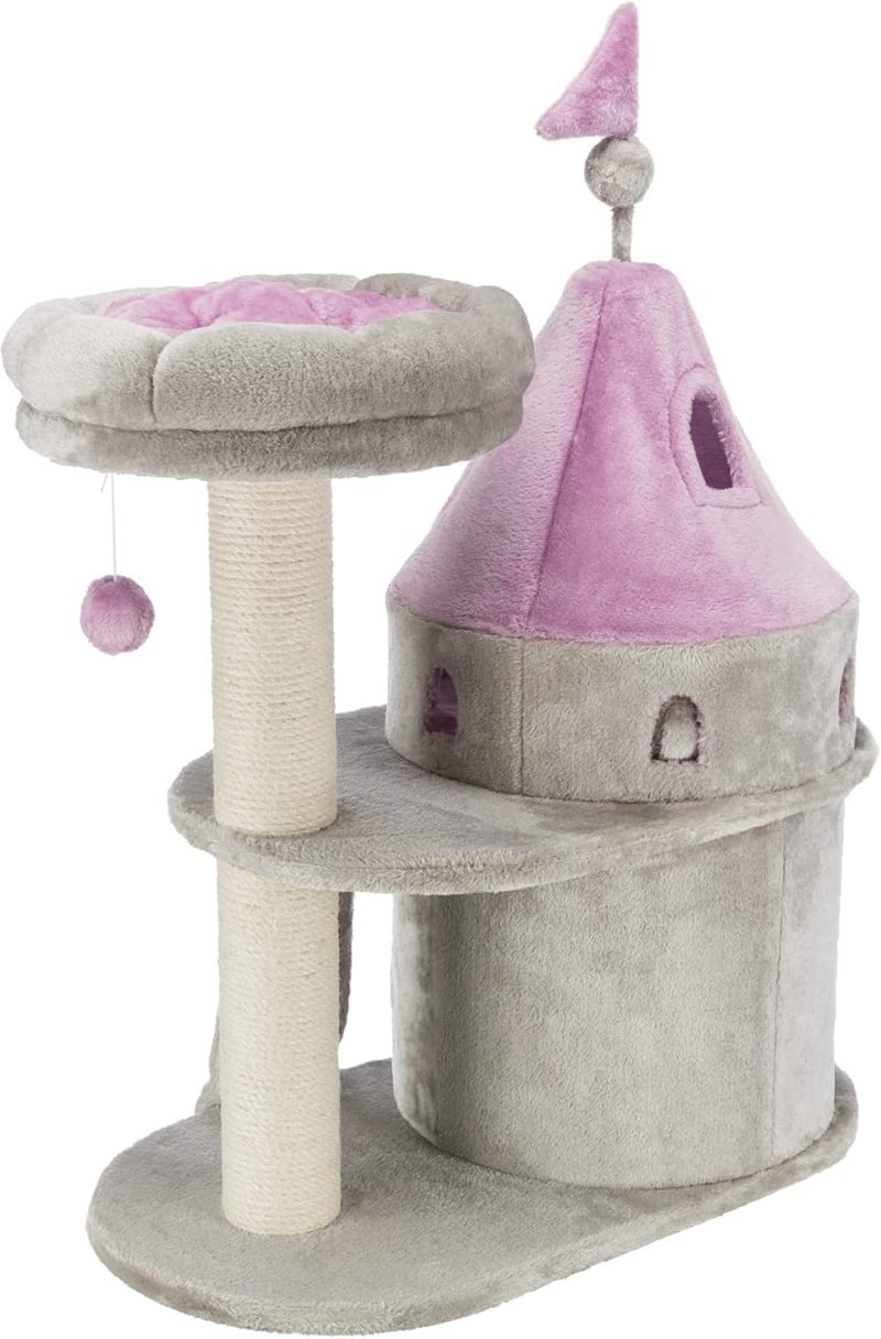 TRIXIE My Kitty Darling Castle Condo Plush Cat Tree Sisal Scratching Post Removable Bed Crinkling Blanket Cat Toy - Image 5